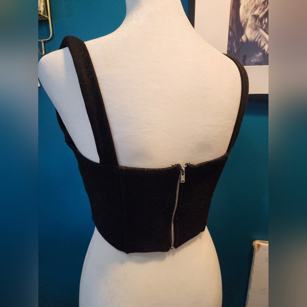 Beige Botany Black crop top